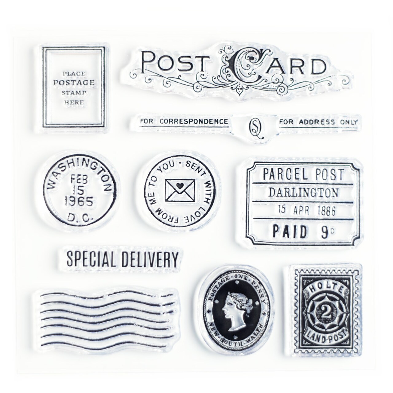 Special Delivery and Postcard Clear Stamp Set 4x4 inch by Wintertime Crafts